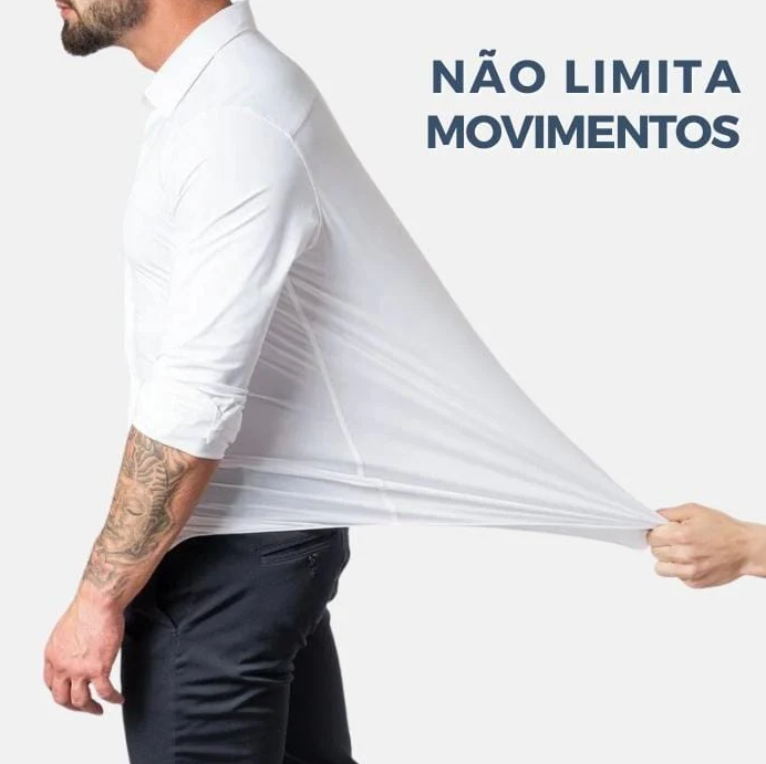 Camisa Social Masculina Seda Gelo - Anti Amassado + Brinde