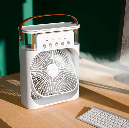 Mini Ventilador e Umidificador de Ar Portátil 4 em 1