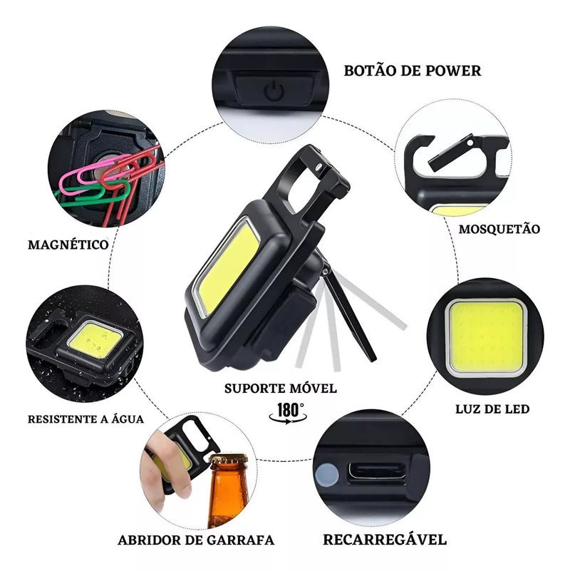 Mini Lanterna Multifuncional Titanium - Ultra Potente