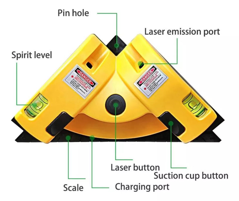Nível, Prumo e Esquadro a Laser - 3 em 1