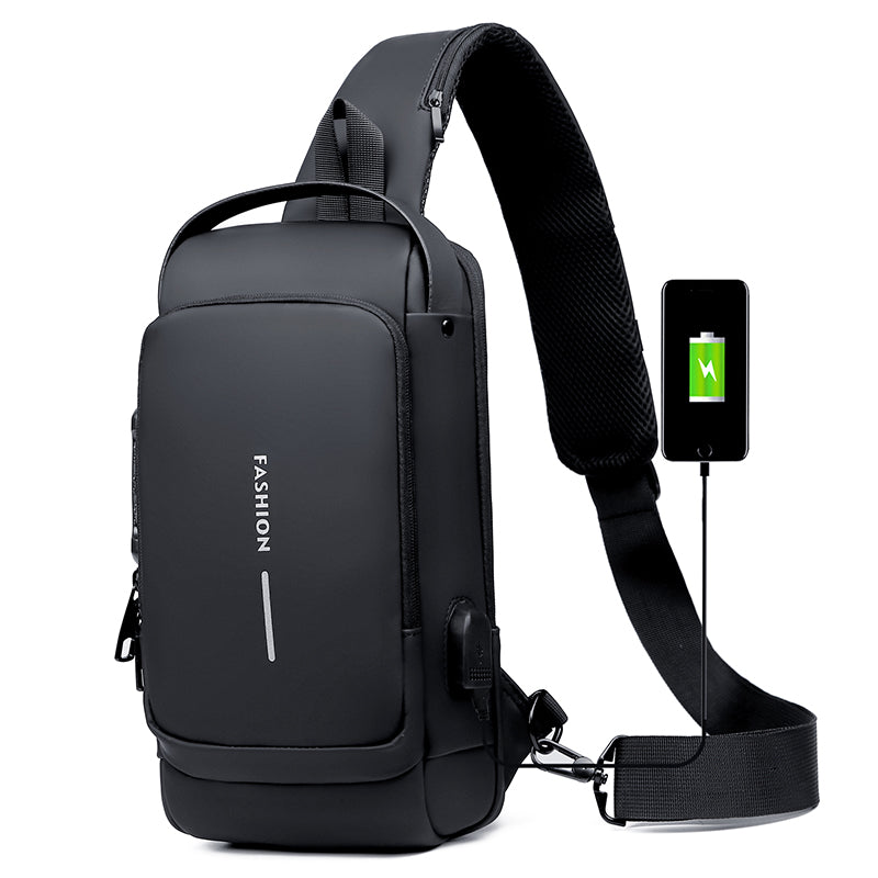 Bolsa de Ombro Antifurto com Carregamento USB