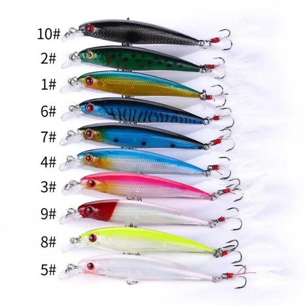 Kit Com 10pcs Iscas Artificiais Weihefishing de Meia Água 9cm 8g