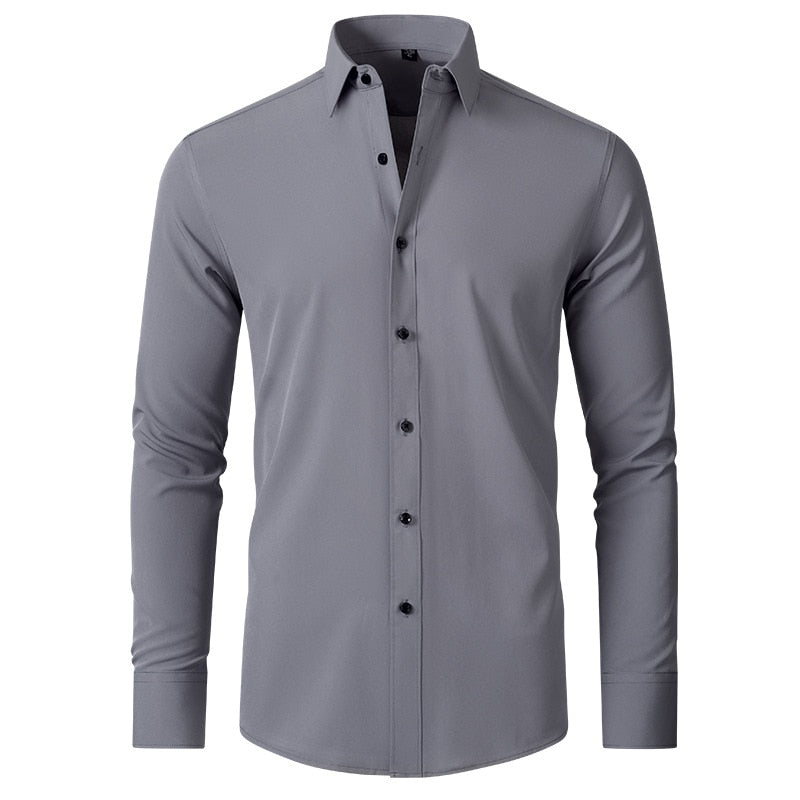 Camisa Social Masculina Seda Gelo - Anti Amassado + Brinde