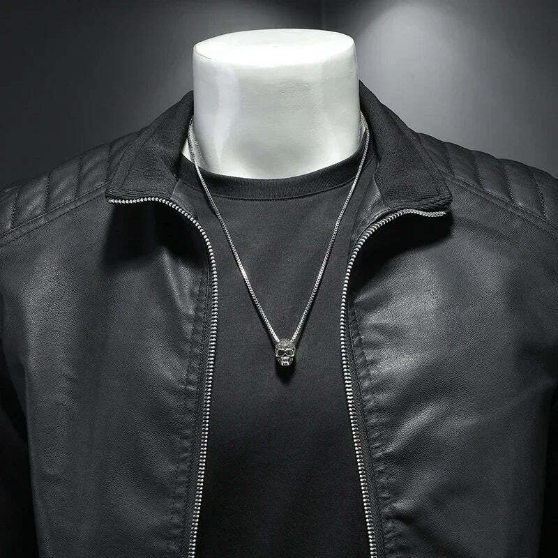 Jaqueta de Couro Motociclista Masculina Bellvian - BL126